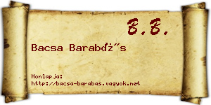 Bacsa Barabás névjegykártya